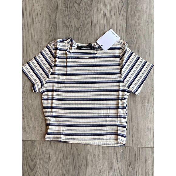 Olivaceous Tops - Olivaceous Striped Short Sleeve T-Shirt Juniors Size Small Tee Shirt 90s Y2K NEW